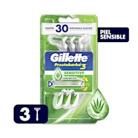 Máquina de Afeitar Gillette Prestobarba 3 Sensitive 3 Unid